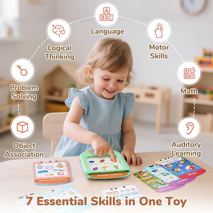 JoyCat Kids Learning Tablet, 156 Pages Tap-to-Read Flash Cards with 20 Interactive Games, Montessori Toy for Alphabet, Phonics, Words, Simple Math & Songs, Learning Toy Gifts for 2-5 Years Old