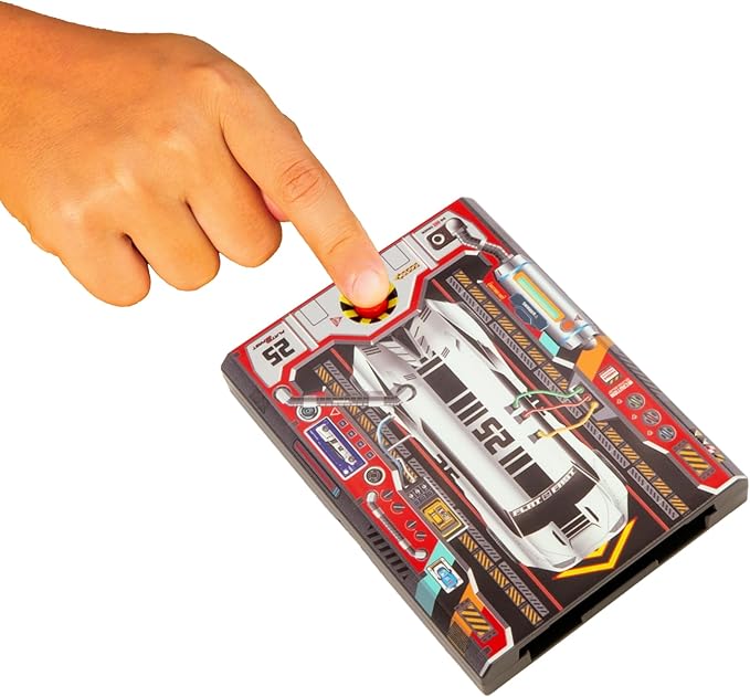 FLAT 2 FAST Original Stunt Card Racer – Flat Car Racer and Pocket Size Racecar Launcher with Built-in Button for Stunt Launching and Racing – Compact – Arctic Silver