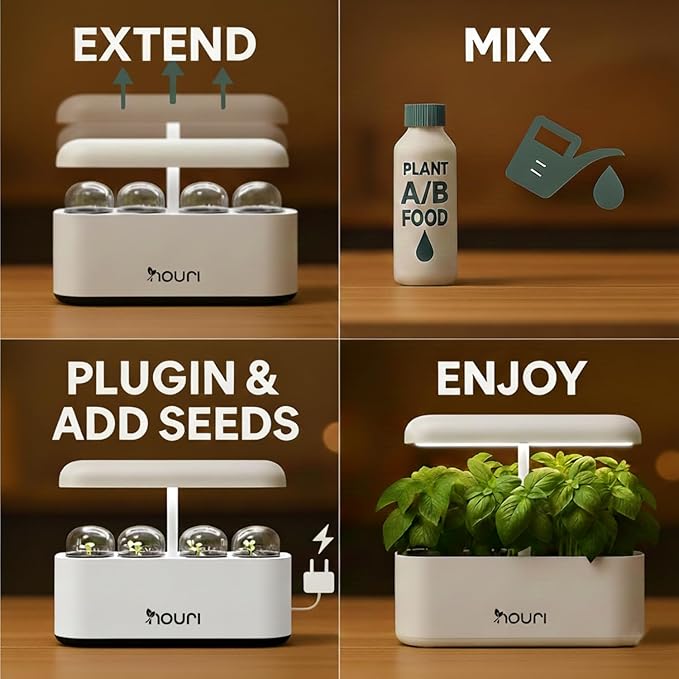 Nouri 12 pod APP Smart Garden for Home Cooks | w/Heirloom Salad | Hydroponics Growing System | LED Grow Lights | Indoor Herb Garden Kit | Herb Growing Kit Indoors for Plant Lovers, Gardeners, Kitchen