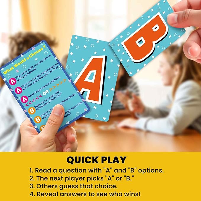 QUOKKA Fun Card Game for Teens, Kids & Adults – Fun Party & Family Board Game | What Would You Chose Challenges | 500+ Hilarious Icebreaker Questions for Friends, Family Nights, Travel & Sleepovers