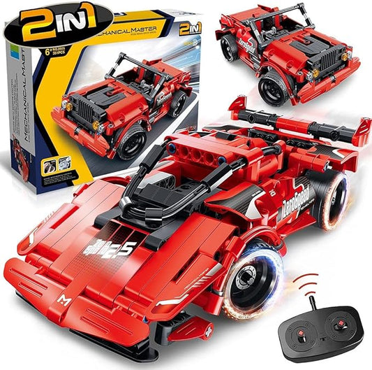 SpringFlower STEM Building Blocks Toys Gifts for Age 6, 7, 8, 9, 10, 11, 12 Boys and Girls, DIY Building Bricks, STEM Engineering Construction RC Toy,Racing Car with Remote Control