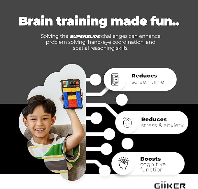 GiiKER Super Slide Puzzle Games, Original 500+ Challenges Brain Teaser Puzzle, Toys for Kids Teens, Travel Games Birthday Stocking Stuffers for Boys Girls, Activities for Road Trips