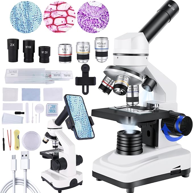 Microscope for Adults 40x-2000x Compound Microscope with Dual LED Illumination for Schools