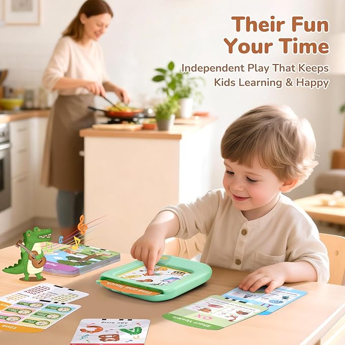 JoyCat Kids Learning Tablet, 156 Pages Tap-to-Read Flash Cards with 20 Interactive Games, Montessori Toy for Alphabet, Phonics, Words, Simple Math & Songs, Learning Toy Gifts for 2-5 Years Old