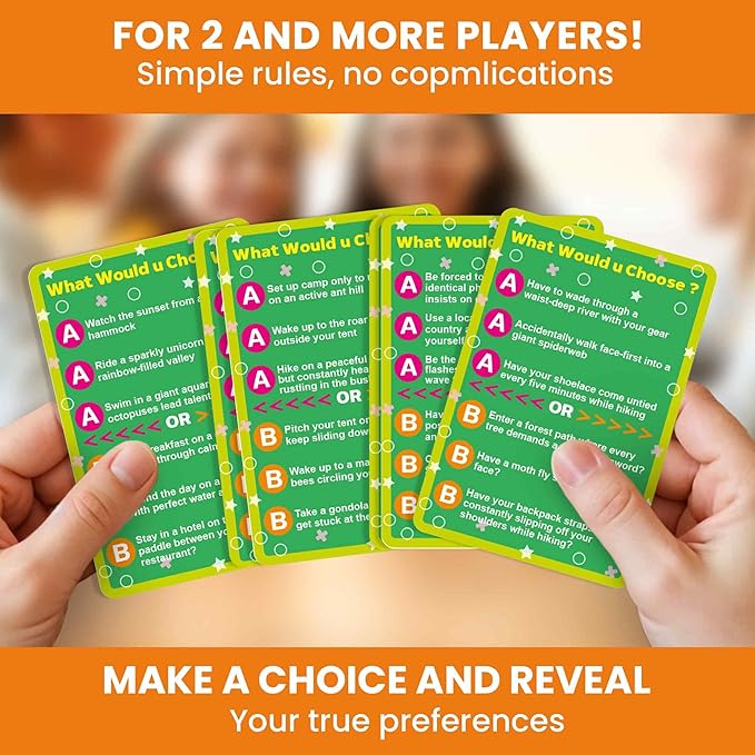 QUOKKA Card Game for Teens, Kids, Adults – 500+ Hilarious Travel & Vacation Scenarios | Funny Getaways What Would You Choose Challenge | Family Nights & Party Game for Friends, Road Trips & Sleepovers