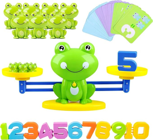 Frog Balance Counting Toys, Cool Math Learning Games for Boys and Girls, Educational Number Preschool Toy, Fun Children's Gift STEM Math Games for Kids Age 3+ (63 PCS)