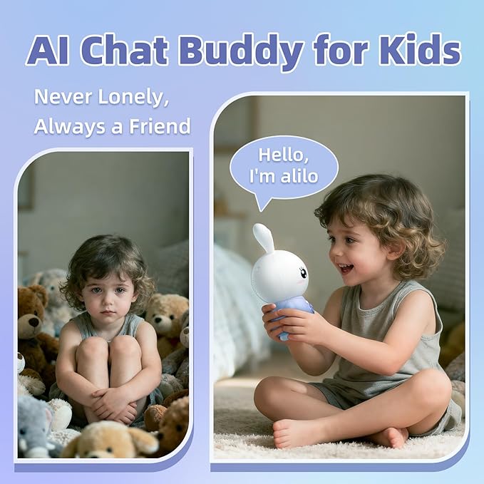 alilo AI Toys for Kids, ChatGPT Smart Companion with Real-Time Voice, 4 Agents & 91 Languages, Preloaded 48 Bunny English/50 Stories/66 Music/28 Lullabies/34 Classical Tunes, Bluetooth Speaker