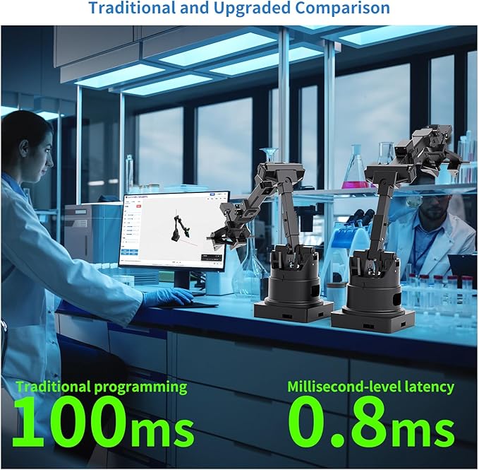 AI Robotic Arm Kit with Servo, Collaborative Embodied Intelligent Arm, Compatible with Hugging Face/LeRobot/Aloha Kit, AI Visual Recognition, Movelt, Imitation Learning, ROS Education with Gripper