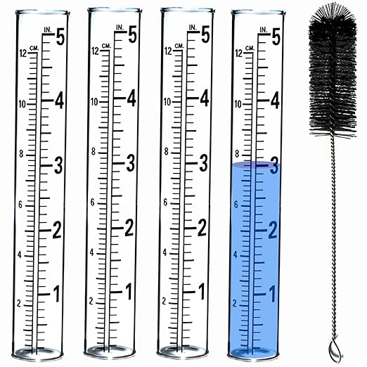 Plastic rain Gauge Replacement Tube, 5'' Capacity rain gauges Replacement Tubes Plastic for Yard Garden Outdoor Home, with Tube Brush, Best Rated