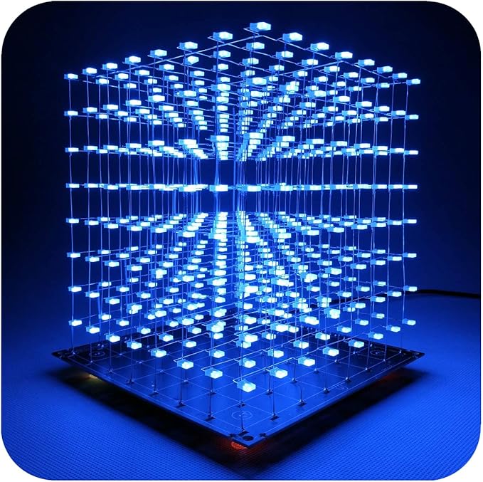 3D Led Cube Kit DIY Electronics Kit (3D8S-BLUE-DIY-KIT)