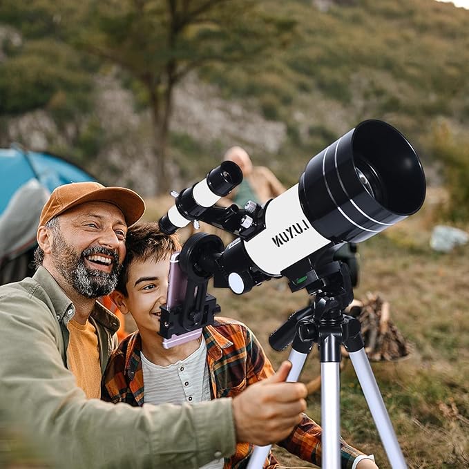 Telescope,70mm Telescope Refracting with Phone Adapter for Adults,Astronomy Beginners,with Multilayer Broadband Coating,Adjustable Tripod and Finderscope