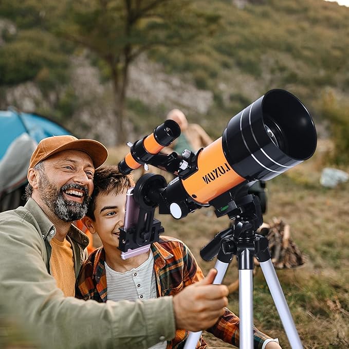 Telescope,70mm Astronomical Refracting Telescope with Phone Adapter for Astronomy Beginners,with Multilayer Broadband Coating,Adjustable Tripod and Finderscope