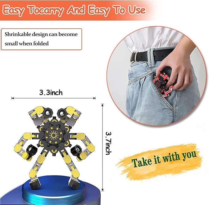 16 Pack Funny Sensory Fidget Toys,Deformable Chain DIY Robot Spinners Stress Relief Gyro Toy Birthday Gifts Goodie Bag Christmas Stocking Stuffers Classroom Prizes Party Favors for Kids Adults
