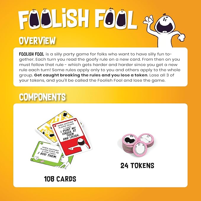 GameHead Foolish Fool, The Goofy Rule Party Game for Families and Parties, Ages 8+, 3-8 Players, Fast Paced 15 Minute Play Time, Fun and Travel Friendly