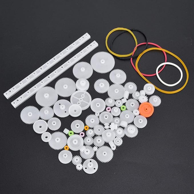 Marhynchus 75pcs Plastic Gear Belt Pulley Shaft Sleeve Set DIY Robot Parts DIY Toy Components DIY Project Kit for Motor Toy