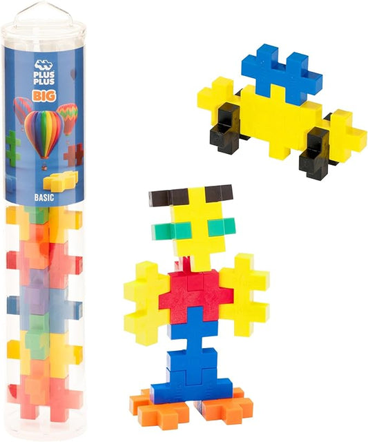 PLUS PLUS Big - 15 Piece Basic Mix - Construction Building Stem/Steam Toy, Interlocking Large Puzzle Blocks for Toddlers and Preschool