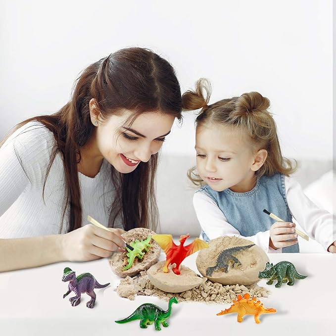 BIGEAR Easter Dinosaur Eggs Excavation Dig Kit - Dinosaur Toys for Kids - Break Open 12 Dinosaur Eggs and Discover 12 Cute Dinosaurs - Archaeology Preschool Science STEM Crafts Birthday Gifts for Boys