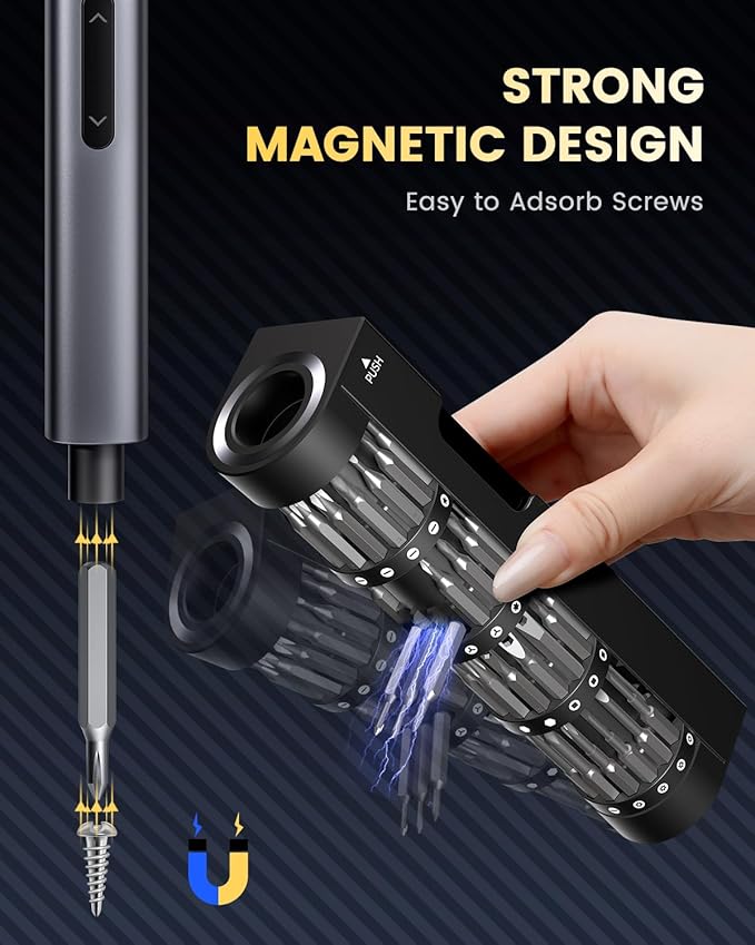 66 IN 1 Mini Electric Screwdriver Cordless, Precision Screwdriver Magnetic Bits Set with Case, USB Charging 3 Torques Settings, LED lights, Portable Repair Tool Kit for Phone PS5 Laptop