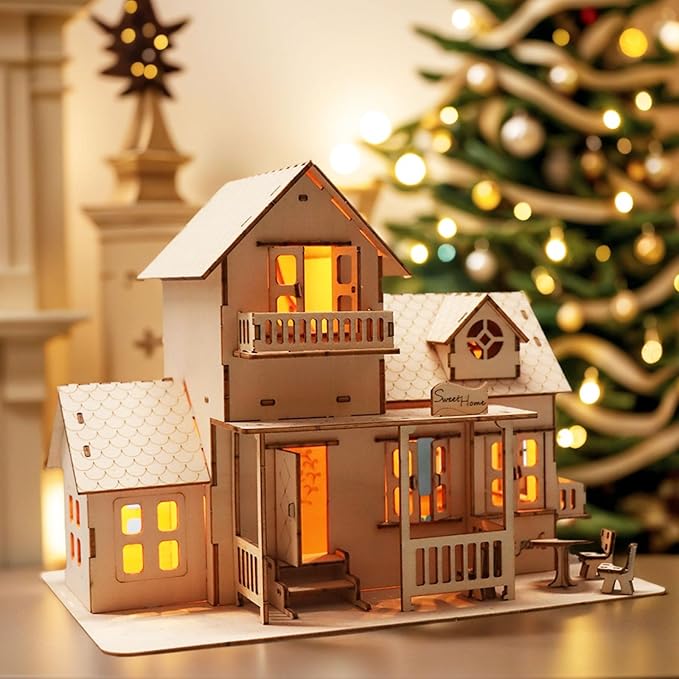 Music Park Wooden 3D Puzzles Sweet Home Model Kits for Adults to Build Christmas and Birthday Gifts Home Decoration