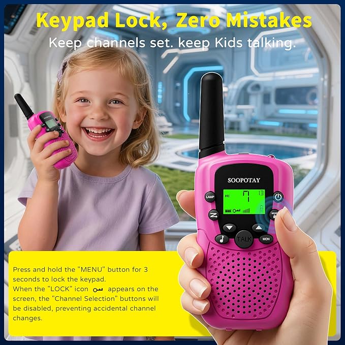 Rechargeable Walkie Talkies for Kids, Walkie Talkie Toys for Girls Boys, Xmas Gifts for Grandkids, Built-in Flashlight, Gifts for 3 4 5 6 7 8 9 10 Year Old Girl Boys, Kids Stocking Stuffers