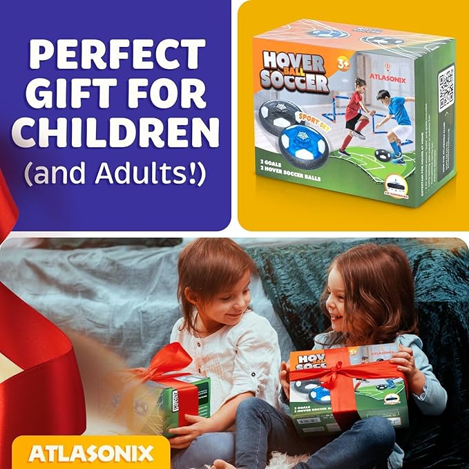 Hover Soccer Ball - Indoor Soccer Ball, Indoor Flying Toy Games (2 Floating Disk + 2 Goals) Boy Birthday Gifts, Indoor Silent Game | 4 in 1 Pack