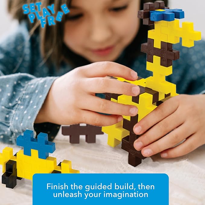 PLUS PLUS Big - Instructed Tube - 15 Piece Giraffe - Construction Building Stem/Steam Toy, Interlocking Large Puzzle Blocks for Toddlers and Preschool