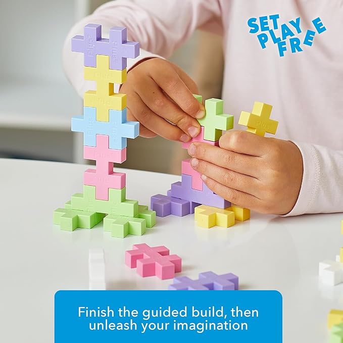 PLUS PLUS Big – Open Play Tube – 15 Piece Pastel Color Mix – Construction Building STEM/STEAM Toy, Interlocking Large Puzzle Blocks for Toddlers and Preschool
