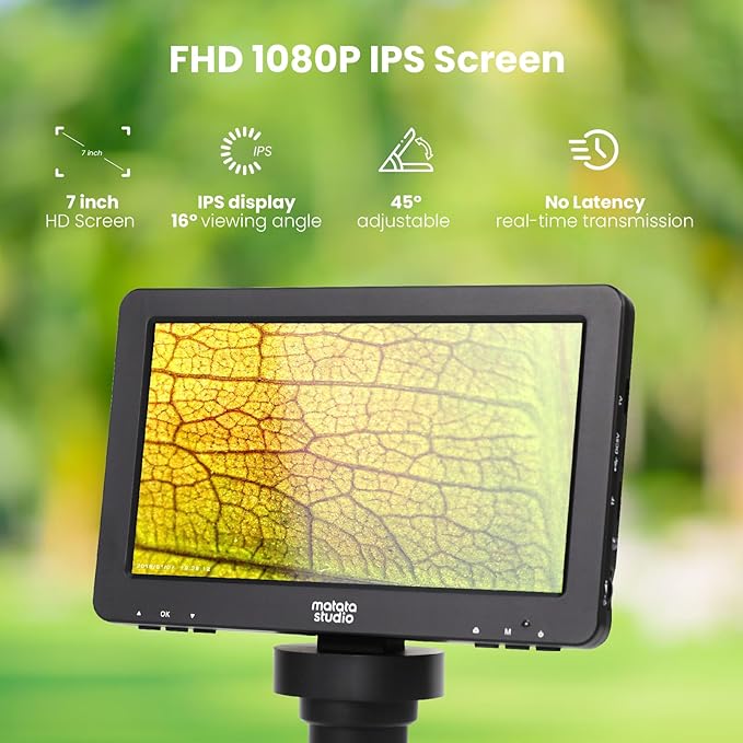 Digital Microscope 100-1600X with 7-inch LCD Screen, MatataStudio Wireless USB Microscopes,Professional Microscope for Kids Adults