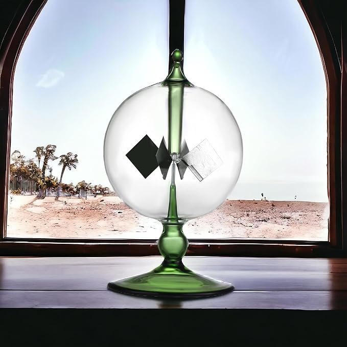 Green Solar Power Radiometer Crookes Solar Energy Spinning Vanes Glass Windmill Gift Home Desk Decoration
