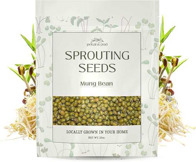 Petal & Pod Microgreens & Sprouting Seeds (12oz) - Mung Bean - Seeds for MicroGreens Growing Kit and Sprouting Jars