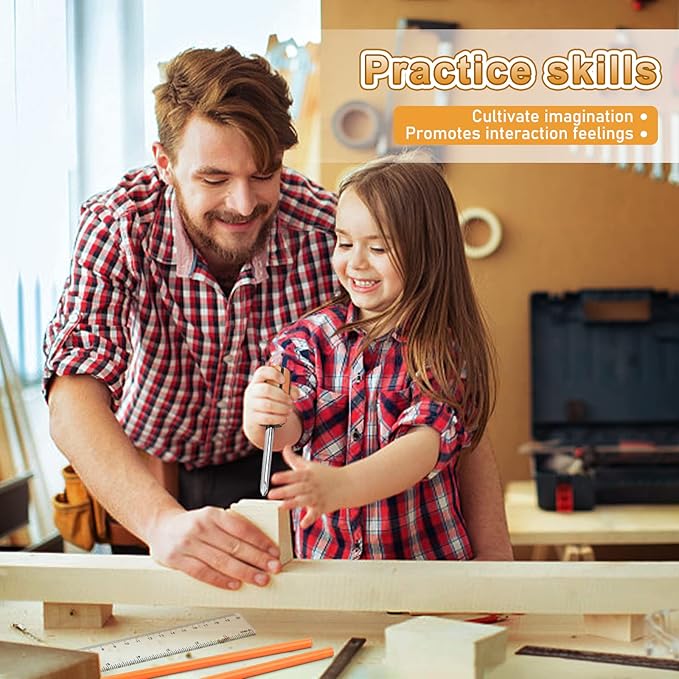 VIGRUE 𝐊𝐢𝐝𝐬 𝐓𝐨𝐨𝐥 𝐒𝐞𝐭, Children Gift Present Real Hand Tools Kit with Belt and Bag, Boy Builder Small Learning Accessories Construction Hammer Screwdriver for Home DIY Woodworking
