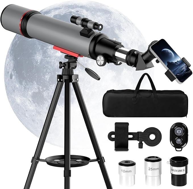 Telescope for Adults High Powered - 90mm Aperture 600mm Refractor Telescope for Kids & Beginners - Portable Astronomy Telescopes Profesional with Phone Adapter Tripod Carry Bag