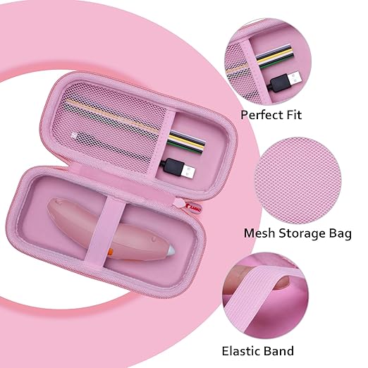 XANAD 3D Pen Case Compatible with 3Doodler Start+ Essentials/Scrib3D P1 Advanced/MYNT3D 3D Printing Pen for Kids, Pink