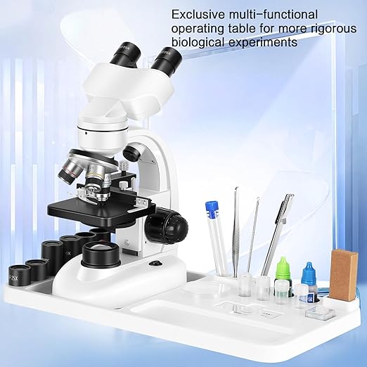 Compound Binocular Microscope,WF10x and WF25x Eyepieces,40X-2000X Magnification, LED Illumination Two-Layer Mechanical Stage,Microscope for Adults…