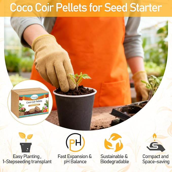 Legigo 200 PCS 30mm Coco Coir Pellets Potting Soil Mix- Compressed Coconut Coir Discs Seed Starting Soil Pellets, Coco Peat Soil Pods for Indoor & Outdoor Plants, Gardening Herbs Bonsai and Vegetables