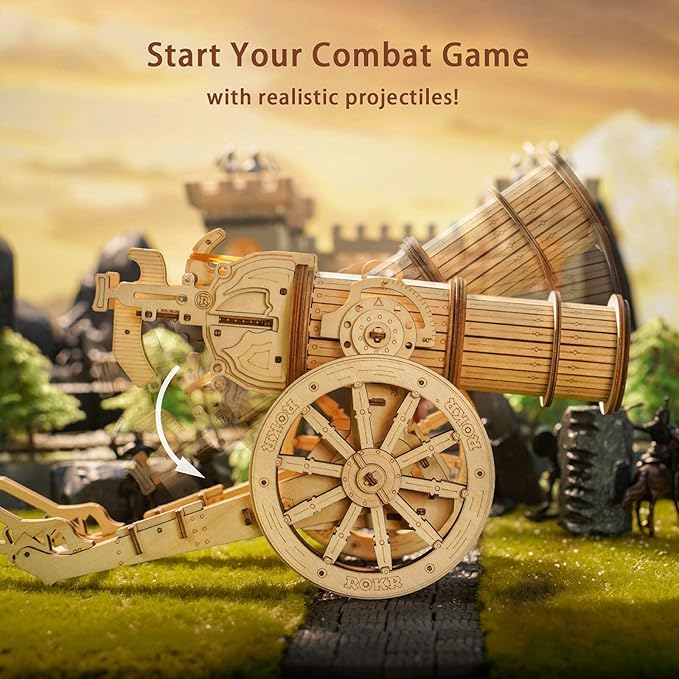 ROKR 3D Wooden Puzzles Model Building Kits Cannon Toys - DIY Wooden Catapult Toys STEM Educational Projects for Men and Women