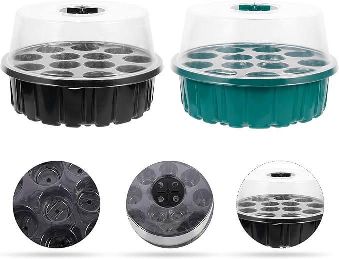 Wakauto 2Pcs 13-Hole Plant Germination Trays Seed Sprouting Nursery Growing Trays for Indoor Hydroponic Seedlings and Microgreens Gardening