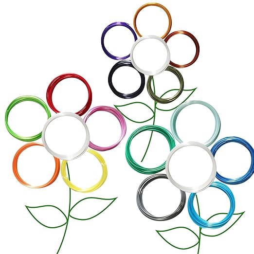 16 Colors 1.75mm Silk PLA 3D Printer/Pen Filament Refill, Each Color 4m, Total 64m Silk PLA Filament Sample Pack, Support for FDM 3D Printer and 3D Pen, Not Compatible with 3Doodler Pen
