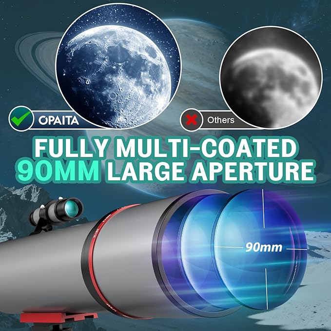 Telescope for Adults High Powered - Portable Astronomy Telescope for Kids & Beginners - 90mm Aperture 600mm Refractor Profesional Telescopes with Phone Adapter Tripod Carry Bag
