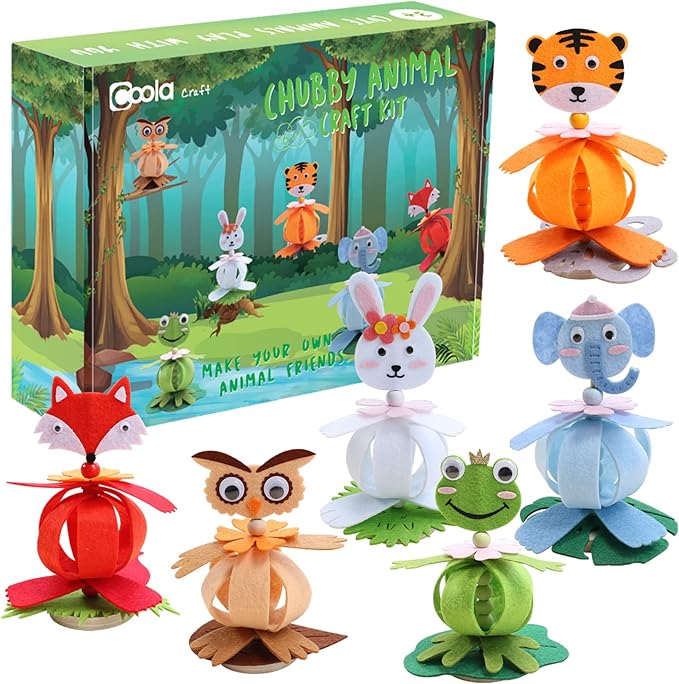 Coola Craft Kits for Kids Felt Animal Toddler Craft - 6Pack Art and Craft DIY Early Educational Toys Suitable Need Best Gift for Kids Age 3-6,7,8,9