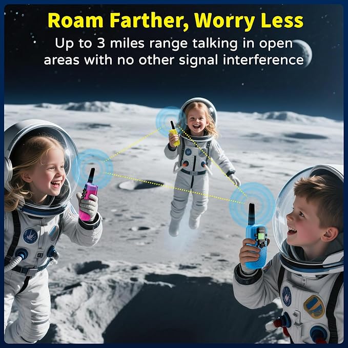 Rechargeable Walkie Talkies for Kids, Walkie Talkie Toys for Girls Boys, Xmas Gifts for Grandkids, Built-in Flashlight, Gifts for 3 4 5 6 7 8 9 10 Year Old Girl Boys, Kids Stocking Stuffers