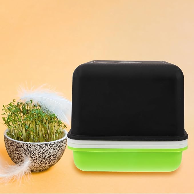 Kisangel Sprouting Tray Micro Growing Kit with Lid, Multi-Hole Plant Germination Container for Indoor Seed Starting and Vegetable Growing, Small Square Hydroponic Peanut Sprout Nursery Box