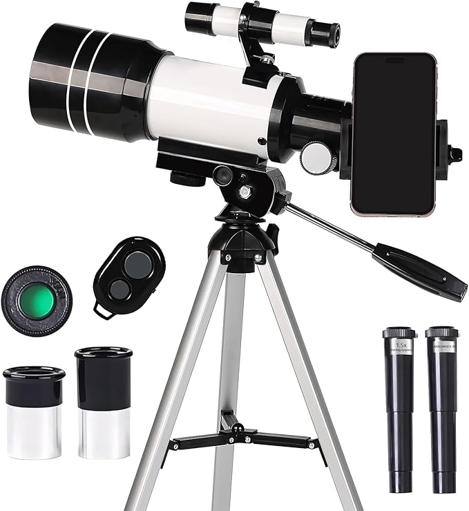 Telescope for Kids Beginners, Telescope for Kids 8-12, High Power 70mm Aperture 300mm Focal Length Astronomical Scope