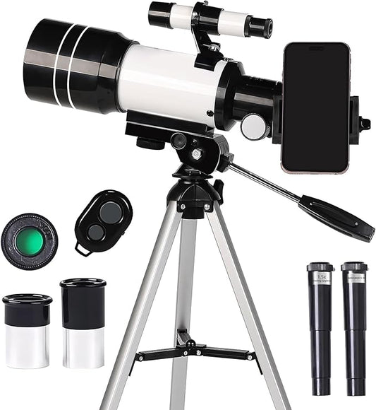 Telescope for Kids Beginners, Telescope for Kids 8-12, High Power 70mm Aperture 300mm Focal Length Astronomical Scope