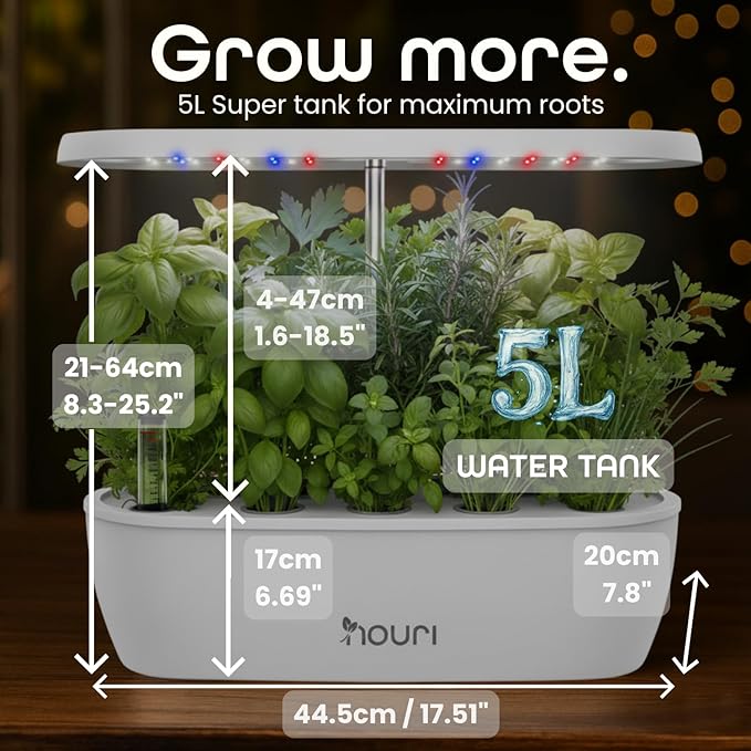 Nouri 12 pod APP Smart Garden for Home Cooks | w/Heirloom Salad | Hydroponics Growing System | LED Grow Lights | Indoor Herb Garden Kit | Herb Growing Kit Indoors for Plant Lovers, Gardeners, Kitchen