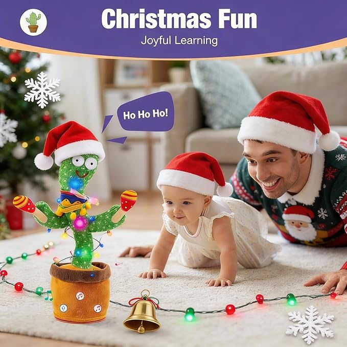 Ayeboovi Dancing Talking Cactus Baby Toy, Stocking Stuffers for Kids, Recording Toy Repeats What You Say, Adjustable Volume Singing Cactus with 120 Songs, Dancing Toy Gifts for Kids Toddlers Girls