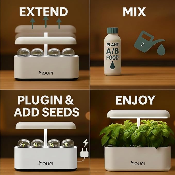 Nouri 7 Pod Smart Garden for Home Cooks | w/Heirloom Salad | Hydroponics Growing System | LED Grow Lights | Indoor Herb Garden Kit | Herb Growing Kit Indoors for Plant Lovers, Gardeners, Kitchen