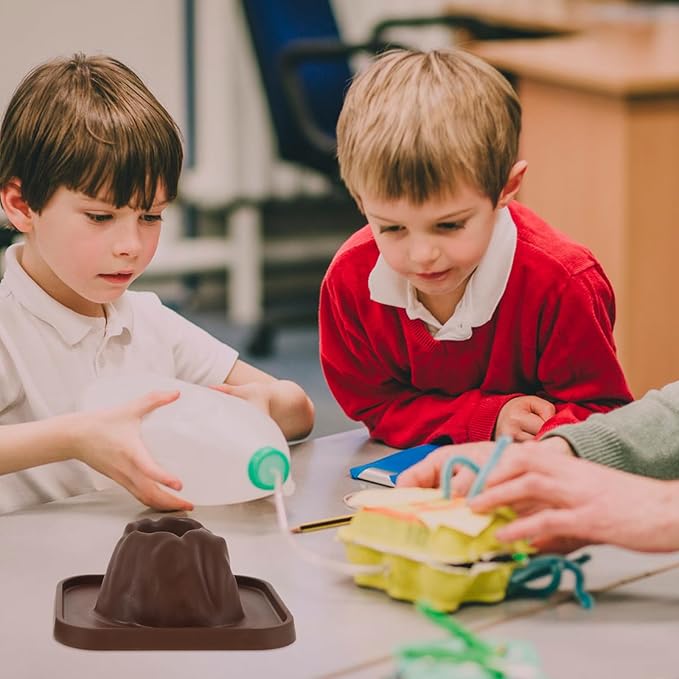 5Pcs Volcano Eruption Model Science Kit for Kids, DIY Volcanic Experiment Prop, Coffee Plastic Volcano Toy for Teaching, Stem Preschool Sandbox Landscape Model