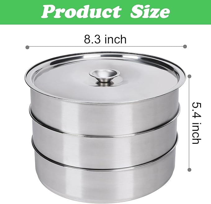 EBaokuup 3-Tier Stainless Steel Seed Sprouting Tray Kit-5.4" x 8.3" Stackable Seed Sprouting Kit with Drain Holes-Seed Sprouting Germination Tray for Growing Broccoli Alfalfa Mung Beans