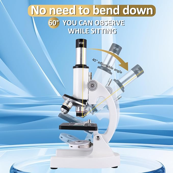 Microscope for Kids 40X-2000X Magnification, Microscope for Kids 8-12 Years with LED Fill Light, Cell Phone Holder, Great for School Labs and Homeschooling